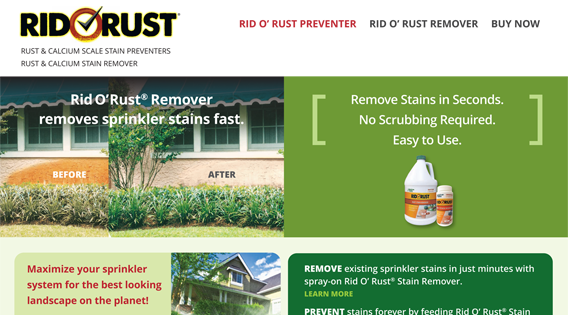 Website: Rid O’ Rust micro-site, Home