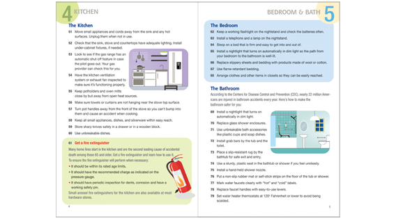 Home Safety Guide, kitchen, bathroom, bedroom safety spread